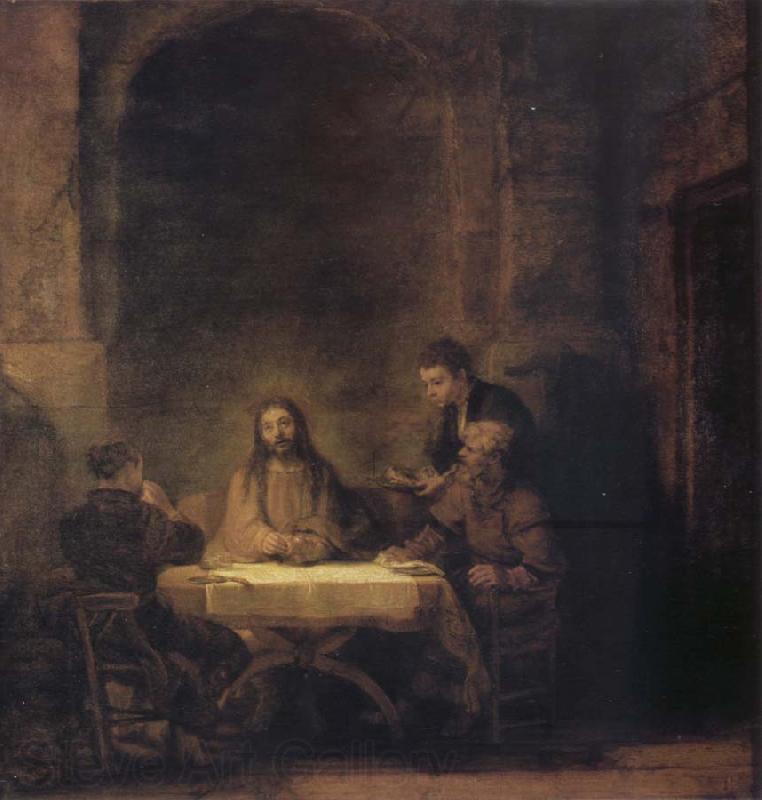 Rembrandt van rijn Christ in Emmaus Spain oil painting art